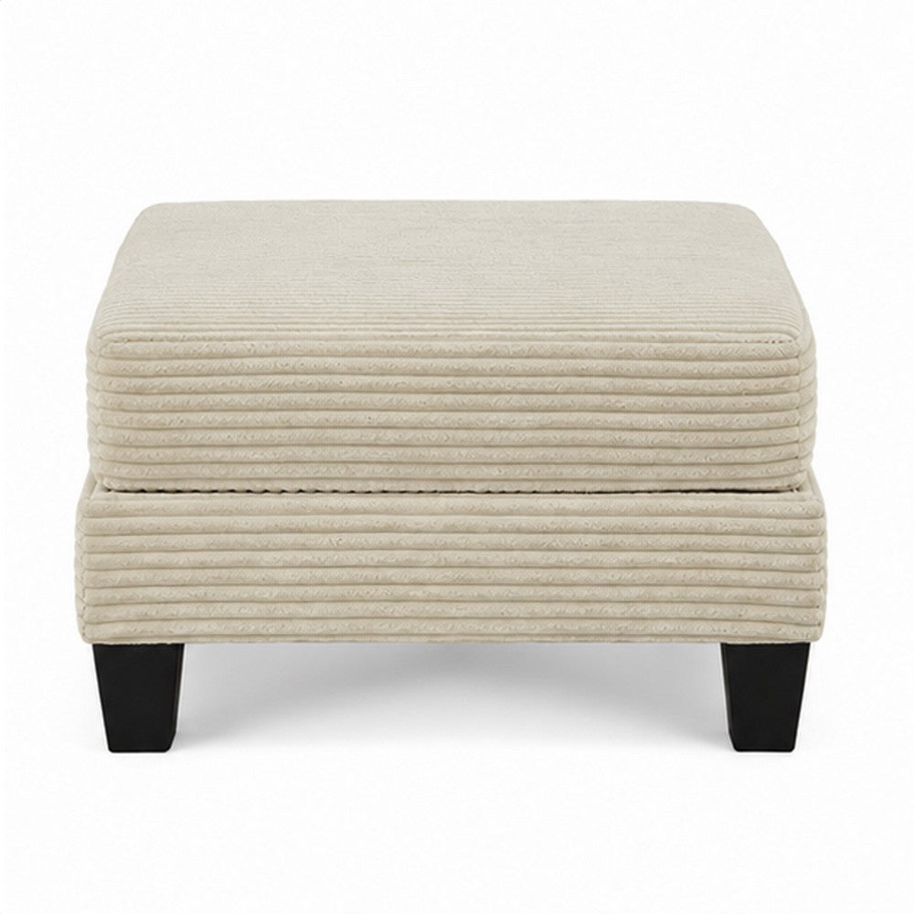 Mysi Storage Ottoman | Beige Wide Wale Corduroy Upholstery | 31"