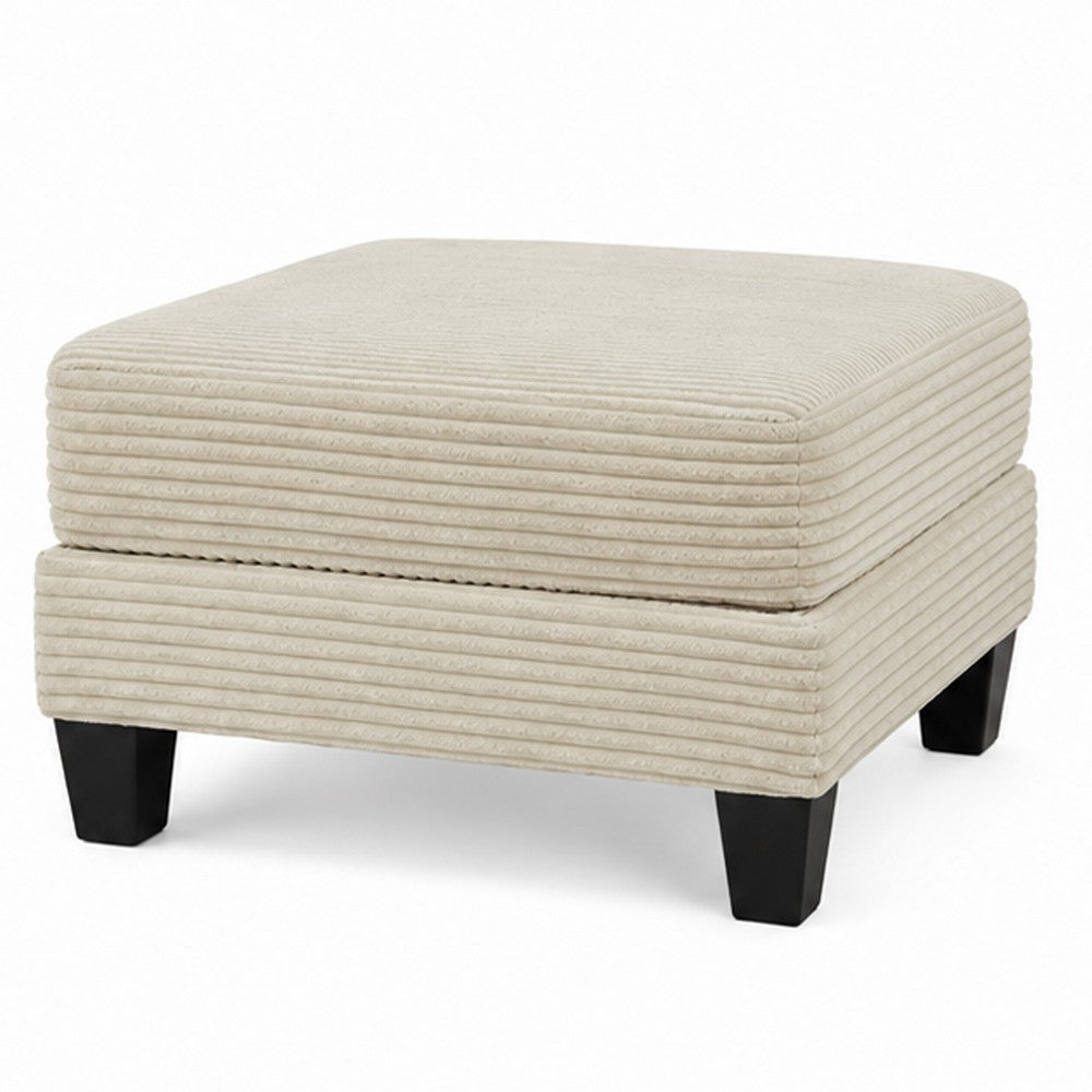Mysi Storage Ottoman | Beige Wide Wale Corduroy Upholstery | 31"