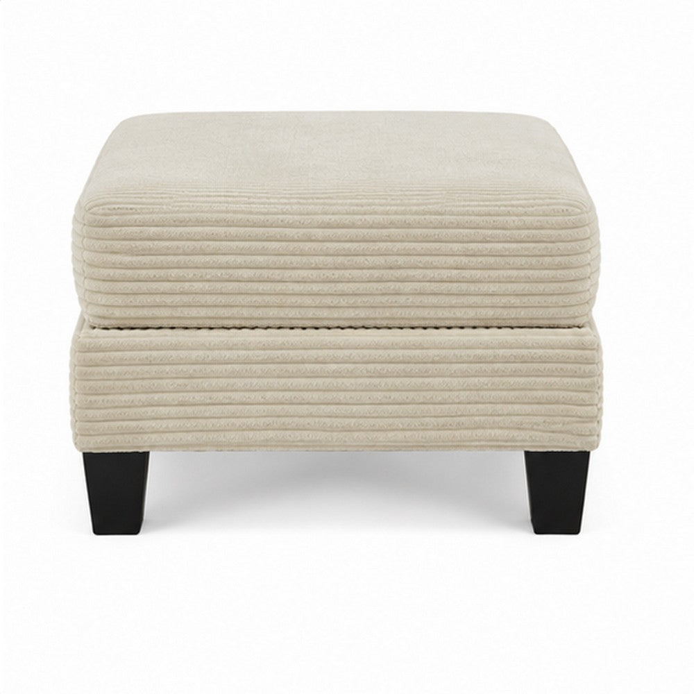 Mysi Storage Ottoman | Beige Wide Wale Corduroy Upholstery | 31"