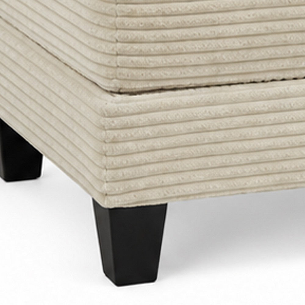 Mysi Storage Ottoman | Beige Wide Wale Corduroy Upholstery | 31"