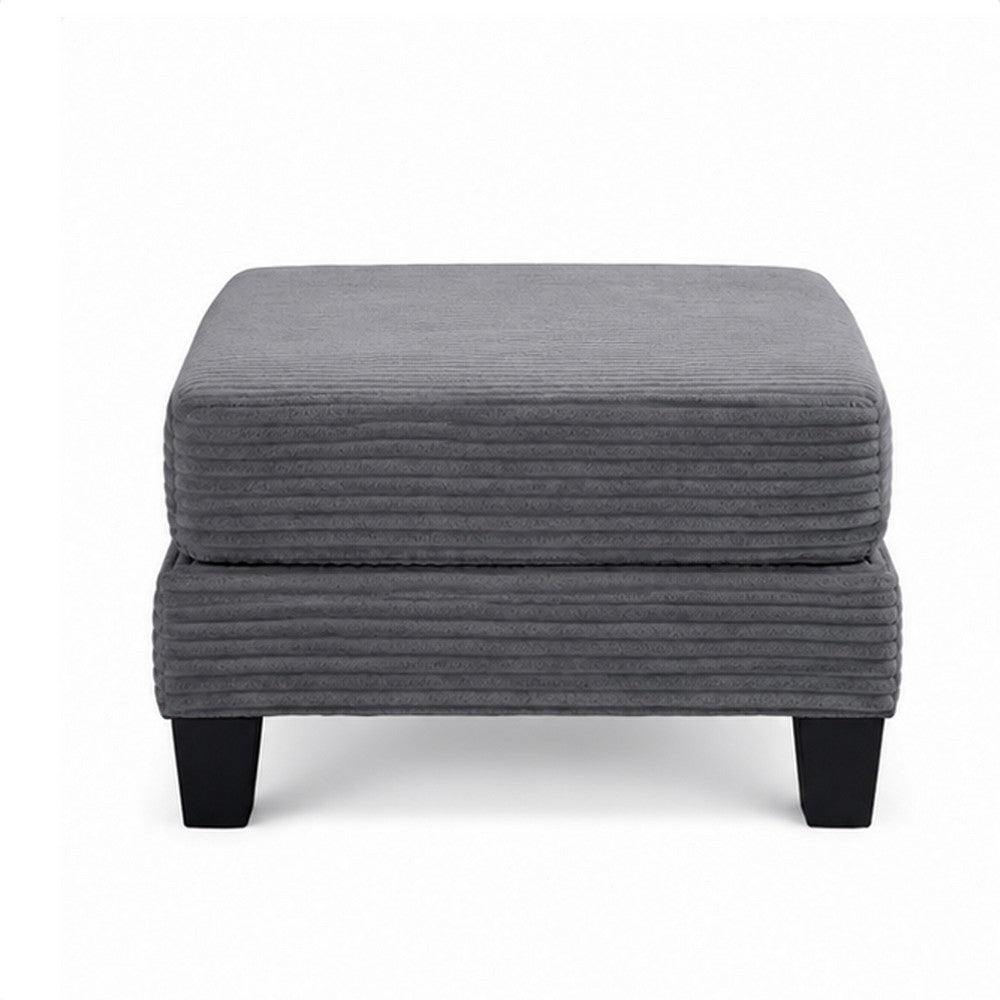 Mysi Storage Ottoman | Dark Gray Wide Wale Corduroy Upholstery | 31"