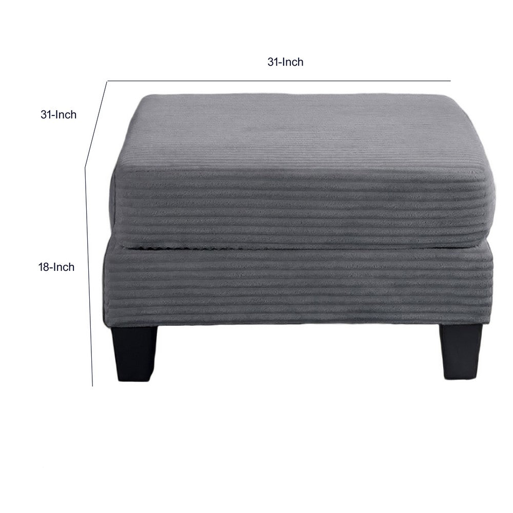 Mysi Storage Ottoman | Dark Gray Wide Wale Corduroy Upholstery | 31"