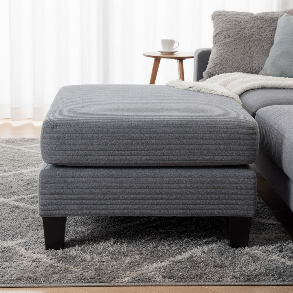 Mysi Storage Ottoman | Dark Gray Wide Wale Corduroy Upholstery | 31"