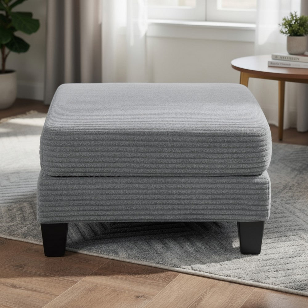 Mysi Storage Ottoman | Dark Gray Wide Wale Corduroy Upholstery | 31"