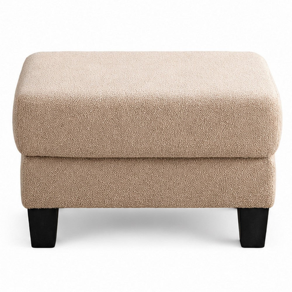 Cysa Storage Ottoman | Beige Boucle Upholstery | Brown Legs | 31"