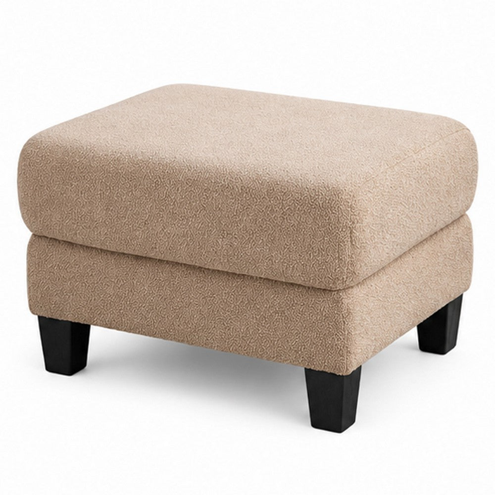 Cysa Storage Ottoman | Beige Boucle Upholstery | Brown Legs | 31"