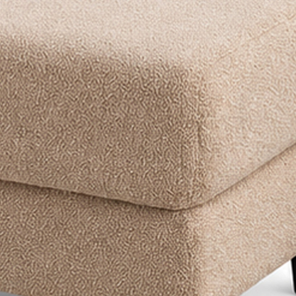 Cysa Storage Ottoman | Beige Boucle Upholstery | Brown Legs | 31"
