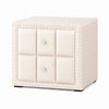 Fysa Nightst& | 2 Drawers | Crystal Knobs | Tufted Beige Upholstery