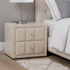 Fysa Nightst& | 2 Drawers | Crystal Knobs | Tufted Beige Upholstery