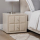 Fysa Nightst& | 2 Drawers | Crystal Knobs | Tufted Beige Upholstery