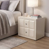 Fysa Nightst& | 2 Drawers | Crystal Knobs | Tufted Beige Upholstery