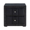 Fysa Nightst& | 2 Drawers | Crystal Knobs | Tufted Black Upholstery