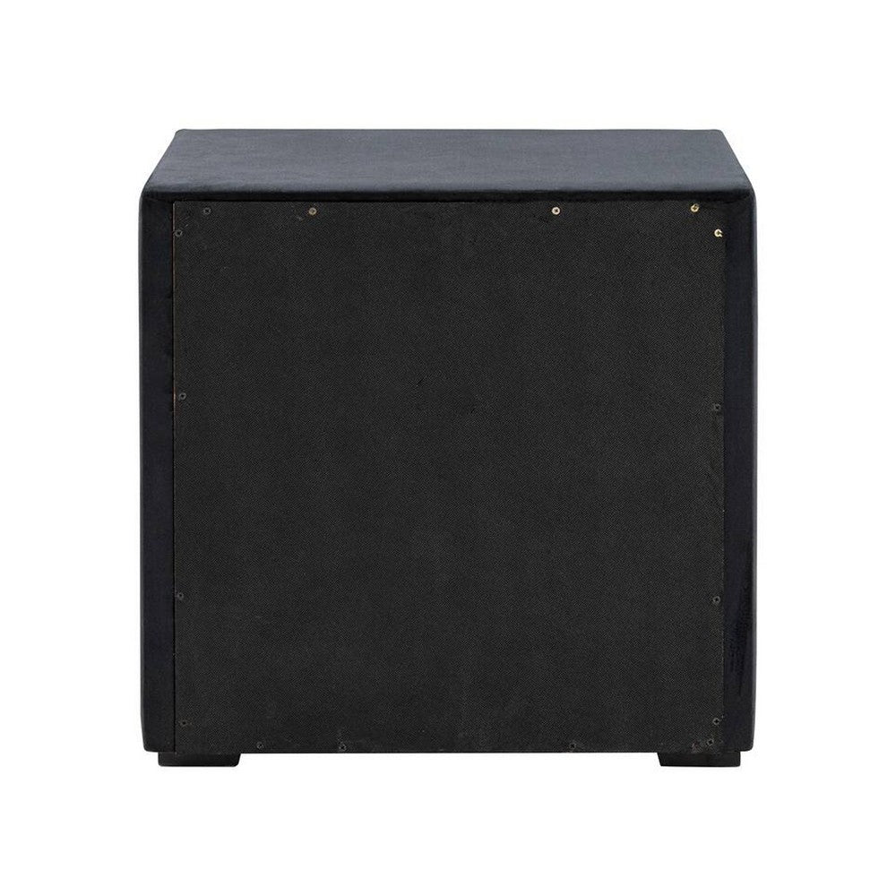 Fysa Nightst& | 2 Drawers | Crystal Knobs | Tufted Black Upholstery