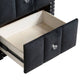 Fysa Nightst& | 2 Drawers | Crystal Knobs | Tufted Black Upholstery