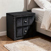 Fysa Nightst& | 2 Drawers | Crystal Knobs | Tufted Black Upholstery