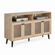 Iho TV St& Media Cabinet | 4 Doors | Black Legs | 56" Natural Brown