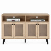 Iho TV St& Media Cabinet | 4 Doors | Black Legs | 56" Natural Brown