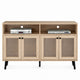 Iho TV St& Media Cabinet | 4 Doors | Black Legs | 56" Natural Brown
