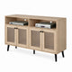 Iho TV St& Media Cabinet | 4 Doors | Black Legs | 56" Natural Brown