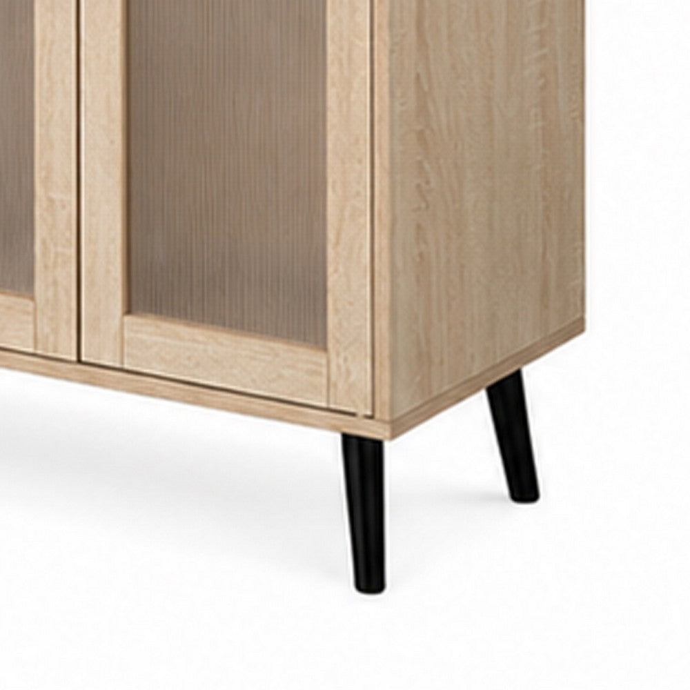 Iho TV St& Media Cabinet | 4 Doors | Black Legs | 56" Natural Brown