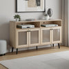 Iho TV St& Media Cabinet | 4 Doors | Black Legs | 56" Natural Brown