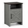 Gera Side Table | 16" Dark Brown Top | X Barn Door | Open Shelf | Gray