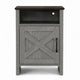 Gera Side Table | 16" Dark Brown Top | X Barn Door | Open Shelf | Gray