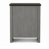 Gera Side Table | 16" Dark Brown Top | X Barn Door | Open Shelf | Gray