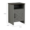 Gera Side Table | 16" Dark Brown Top | X Barn Door | Open Shelf | Gray