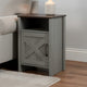 Gera Side Table | 16" Dark Brown Top | X Barn Door | Open Shelf | Gray