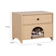 Cera Side End Table with Pet Nook | 1 Drawer | 16" Natural Brown
