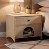 Cera Side End Table with Pet Nook | 1 Drawer | 16" Natural Brown