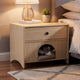 Cera Side End Table with Pet Nook | 1 Drawer | 16" Natural Brown
