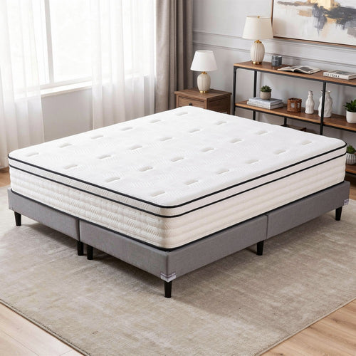 Mysa King Size Euro Top Mattress | Pocket Coil Springs | 12" White