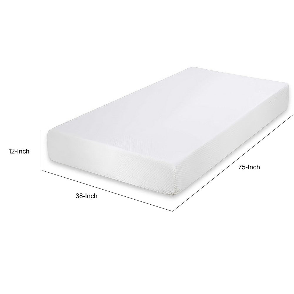 Aysa Twin Size Mattress | Memory Foam | White Polyester Cover | 12"