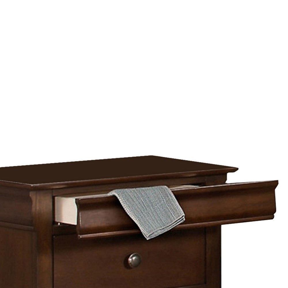 Queen Bedroom Set, Brown Wood, 3 Piece Set with 2 Nightstands
