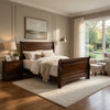 Queen Bedroom Set, Brown Wood, 2 Piece Set with Nightstand