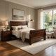 Queen Bedroom Set, Brown Wood, 2 Piece Set with Nightstand