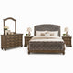 Queen Bedroom Set, Gray, Brown Wood, 5 Piece Set with 2 Nightstands, Dresser, and Mirror