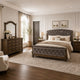 Queen Bedroom Set, Gray, Brown Wood, 5 Piece Set with 2 Nightstands, Dresser, and Mirror