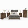 Queen Bedroom Set, Gray, Brown Wood, 5 Piece Set with 2 Nightstands, Dresser, and Chest