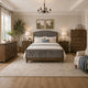 Queen Bedroom Set, Gray, Brown Wood, 5 Piece Set with 2 Nightstands, Dresser, and Chest