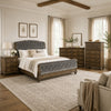 Queen Bedroom Set, Gray, Brown Wood, 4 Piece Set with Nightstand, Dresser, and Chest