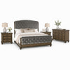Queen Bedroom Set, Gray, Brown Wood, 4 Piece Set with 2 Nightstands and Dresser
