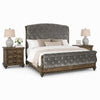 Queen Bedroom Set, Gray, Brown Wood, 3 Piece Set with 2 Nightstands
