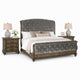 Queen Bedroom Set, Gray, Brown Wood, 3 Piece Set with 2 Nightstands