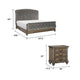 Queen Bedroom Set, Gray, Brown Wood, 2 Piece Set with Nightstand
