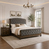 Queen Bedroom Set, Gray, Brown Wood, 2 Piece Set with Nightstand