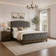 Queen Bedroom Set, Gray, Brown Wood, 2 Piece Set with Nightstand
