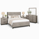 Queen Bedroom Set, Gray Wood, 5 Piece Set with 2 Nightstands, Dresser, and Mirror